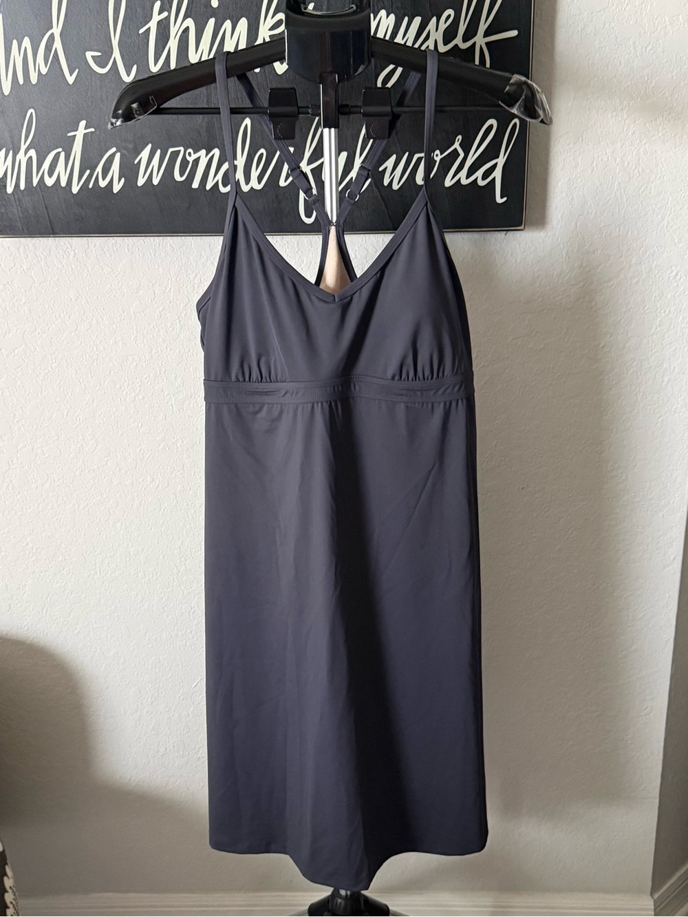 Athleta Shorebreak Swim Charcoal Gray Swim Dress